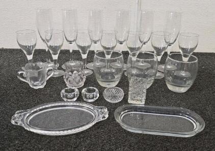 Glass/Crystal Collection- Wine Glasses, Candle Holder, Glasses, Butter Trays And More