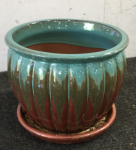 Green Glass Planter