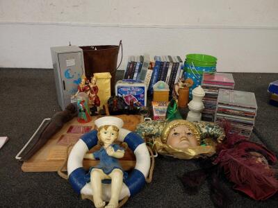 DVD and CD Collection Home Decor (5) Piece Christmas Magnet Set (2) Porcelain Masks (5) Decorative Tin Mini Buckets