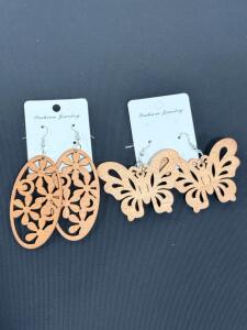 (2) Wooden Decorative Earrings