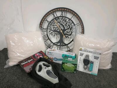 (2) Sherpa Throw Blanket, Size 90"x90", Cream, Metal Wall Clock 23 1/2" Diameter, And More!<br/>