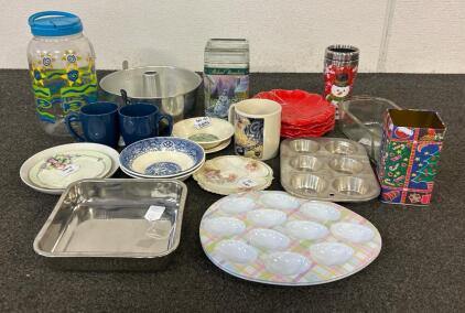 Kitchenware Including Mugs, Tea Plates, Muffin Tin, And More!