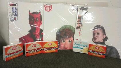 (3) 5 Count Popcorn Variety With 6 Bags Per Box Microwave Popcorn, (7) Life-Size Cardboard Standee From Various Movies