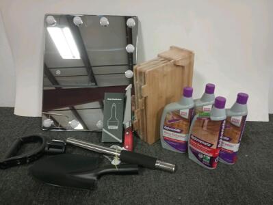 Black Hollywood Vanity Mirror with Lights, 15 Dimmable Bulbs 16" x 20", Set Of Four Bamboo Cutting Boards, And More!
