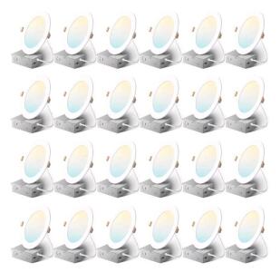 Amico 24 Pack 6 Inch 5CCT Ultra-Thin LED Recessed Ceiling Light with Junction Box