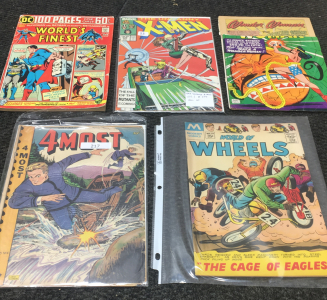 (1) Vintage 1949 4Most Comic Book (1) Wonder Woman Comic (1) worlds finest (1) World of wheels Comic (1) x-men