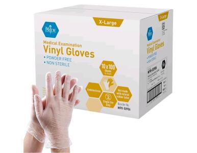 (2) Cases, X-Large Medical Examination Vinyl Gloves, 1000ct Per Case