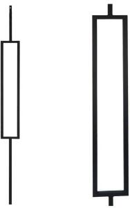 Contemporary Single Rectangle Wrought Iron Balusters (Contractor 5-Pack) Metal Spindles (Real Satin Black not Matte or Flat Color)