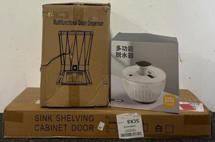 Over The Sink Dish Rack, Grain Dispenser & Salad Spinner