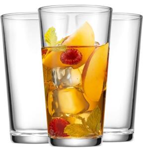 (2) Sets of 3 Glass Candy Jars with Stainless Steel Lid Set of (10) 16 oz Highball Glasses