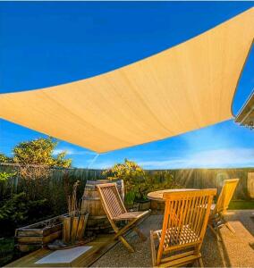 Artpuch Sun Shade Sail, 16'X20' Sand Rectangular, Curved Edged Commercial Grade 185GSM Permeable Outdoor Shade Cloth for Deck, Backyard, Patio