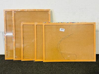 (5) Cork Bulletin Boards (17x13) With Oak Wood Finish Frame