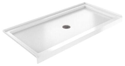SlimLine 60 in. L x 32 in. W Alcove Rectangular White Shower Pan Base with 2 in. Round Center Drain In Oil Rubbed Bronze