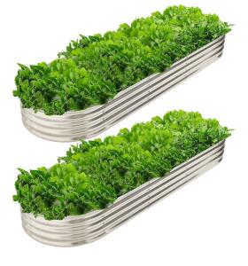 (2) Packs Sunny Cosy 9' x 3' Metal Oval Raised Garden Bed Planter