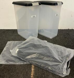 (2) Pet Carriers For Small / Medium Pets & (2) Airtight Pet Food Storage Containers