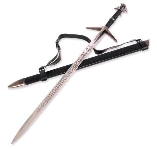 Medieval White Wolf Silver Steel Sword Metal Two Handed Replica 41inch Suitable for Cosplay LARP Costumes Halloween Props