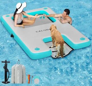 Inflatable Floating Dock W/ Ramp For Pets