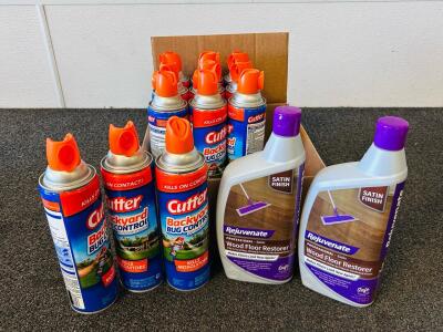 (12) 16 FL OZ. Bottles Of Cutter Backyard Bug Control Outdoor Foggers and (2) Bottles Of Rejuvenate Wood Floor Restorer