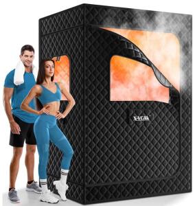 2 Person XL Portable Steam Sauna Box W/ 2 Steamers & Folding Chairs