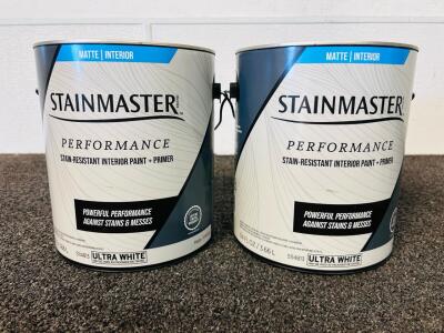 (2) Cans (124 FL OZ.) Stainmaster Matte Stain-Resistant Interior Paint+Primer In Ultra White