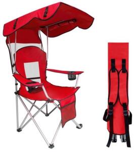 (2) Camp Solutions Camping Chairs W/ Canopy (Red)