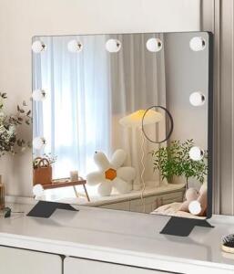 Hollywood Style Vanity Mirror & 35&rdquo; Bamboo Boho Bench