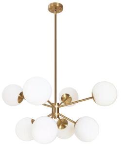 Folux Modern Gold Butterfly 8-Light Chandelier W/ 6'' Milk Glass