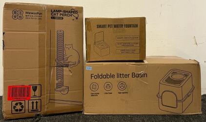 Cat Litter Box, Smart Water Fountain & Wall Mount Scratching Post