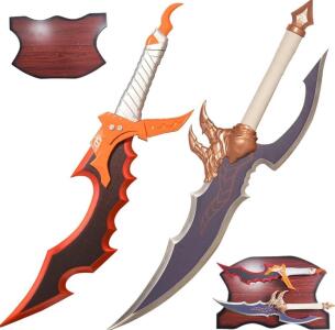 Metal Anime Sword Two Piece Set Sung Jingwoo Knight Killer and Kasaka's Venom Fang Dual Sword for Collection, Cosplay