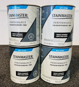 (4) Cans (29/30 FL OZ.) Stainmaster Matte Stain-Resistant Interior Paint+Primer (Base B/C) Must Be Tinted
