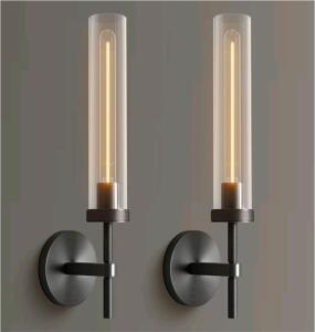 Black Sconces, 19" Knurling, Set of Two, For Bathroom Vanity, Living Room Hallway, Staircase