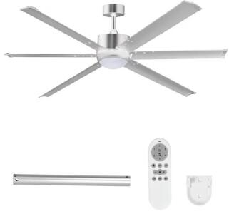 62&rdquo; Silver Ceiling Fan W/ Light & Remote Control