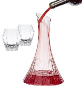 3 Piece Crystal Wine Decanter Set, Hand Blown, 100% Lead-Free