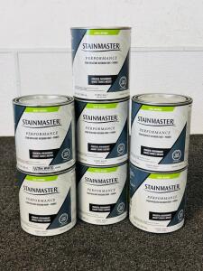 (7) Cans (29/30/31 FL OZ.) Stainmaster Satin Stain-Resistant Interior Paint+Primer In Ultra White, Base B, and Base C