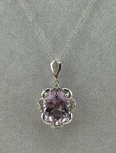 Amethyst Quartz Pendant Necklace, 8.87 ctw, 925 Sterling Silver, Serial: K37-E3/B51725-04