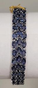 Tanzanite Zoisite Bracelet, 925 Sterling Silver, 99 Gemstones, 19.96 Ct