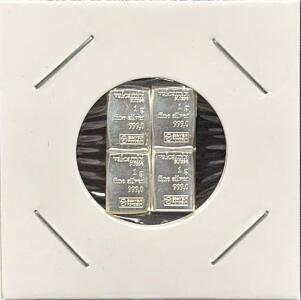 (4) Valcambi Suisse 1g 999.0 Fine Silver Bars Set in Holder