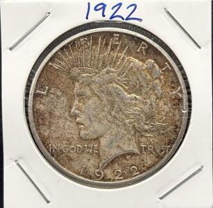 1922 U.S. Peace Dollar, Liberty Head, Eagle Reverse, 90% Silver