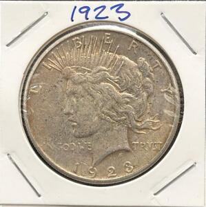 1923 United States Peace Dollar Coin, One Dollar Silver, 90% Silver