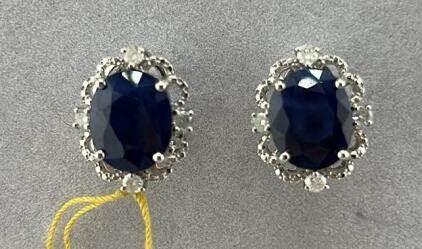 Sapphire Corundum Earrings, 8.73 ctw, 925 Sterling Silver, Serial: K45-E8/B5I725-04