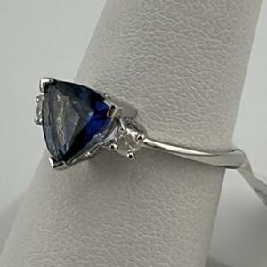 Tanzanite Zoisite Ring, 1.39 ct Trillion, 925 Sterling Silver, Serial K2-E2/B1152-08X