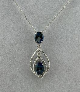 Tanzanite & Diamond Necklace, 2.35 ct Tanzanite, .25 ct Diamond, Silver