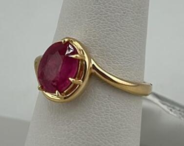 Ruby Corundum Ring, 2.13 Carats, 925 Sterling Silver/Gold, Appraised $735