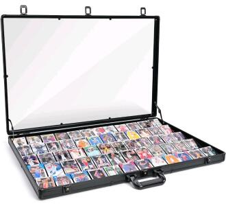 Trade Show Display Case &ndash; 34"x22" Large Aluminum Locking Tabletop Showcase for Trading Cards<br/>