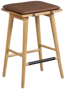 Nathan James Classic 24&rdquo; Wood Barstool W/ Leather Cushion, Chestnut Brown