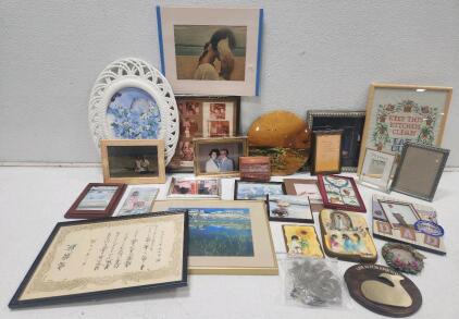 (24) Assorted Photo Frames And Wall Decor