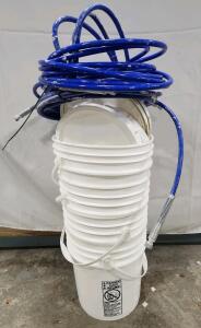 (6) White 5-Gallon Pickle Buckets (2) Graco Airless ]aint Sprayer Hoses