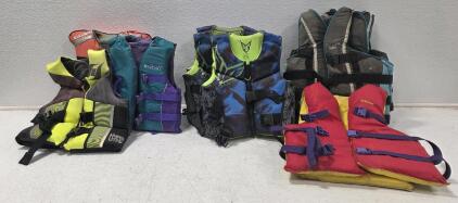 (6) Youth Life Jackets, 50 to 90lbs (3) Adult Medium Life Jackets
