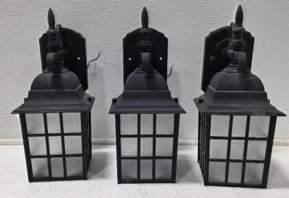 (3) 14 1/4" High Black Outdoor Wall Light