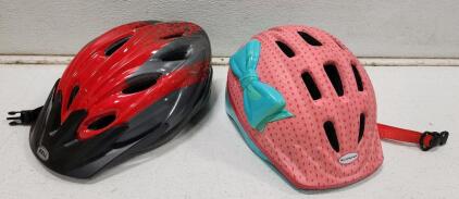 (1) Schwinn Kids Bike Helmet With A 3D Bow Design (1) Bell Youth Bicycle Helmet